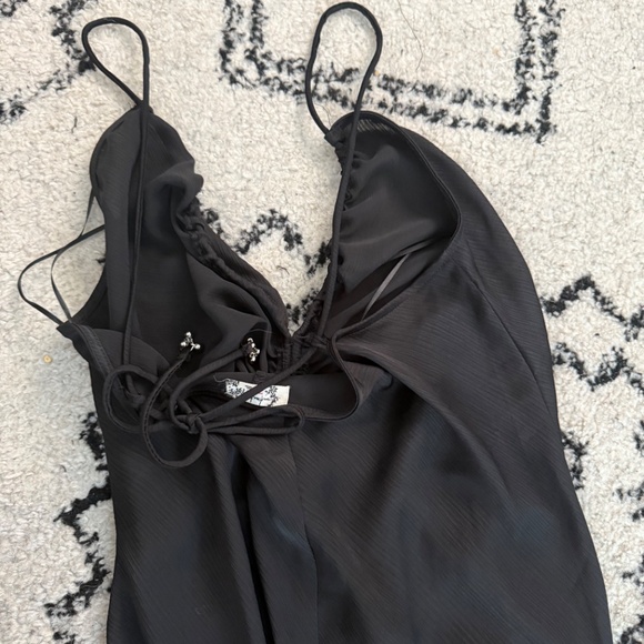 Free People Nothing Better Ruched Midi Slip Dress  XL Black New - Picture 11 of 15